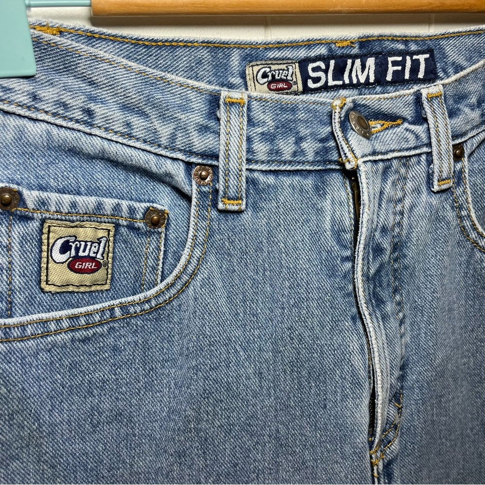 Cruel Girl Slim Fit Medium Wash Straight Leg Jeans Size 9 Long Retro Butter Mom - Picture 5 of 10